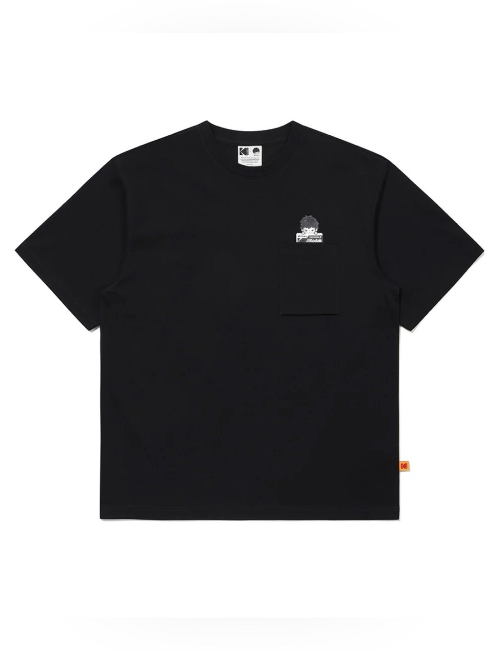 Hirono x Kodak Pocket Graphic Semi-Oversized Short Sleeve T-Shirt - Black, Large